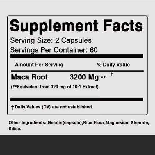 Maca Negra Orgánica 100% Pura (120 Cápsulas)