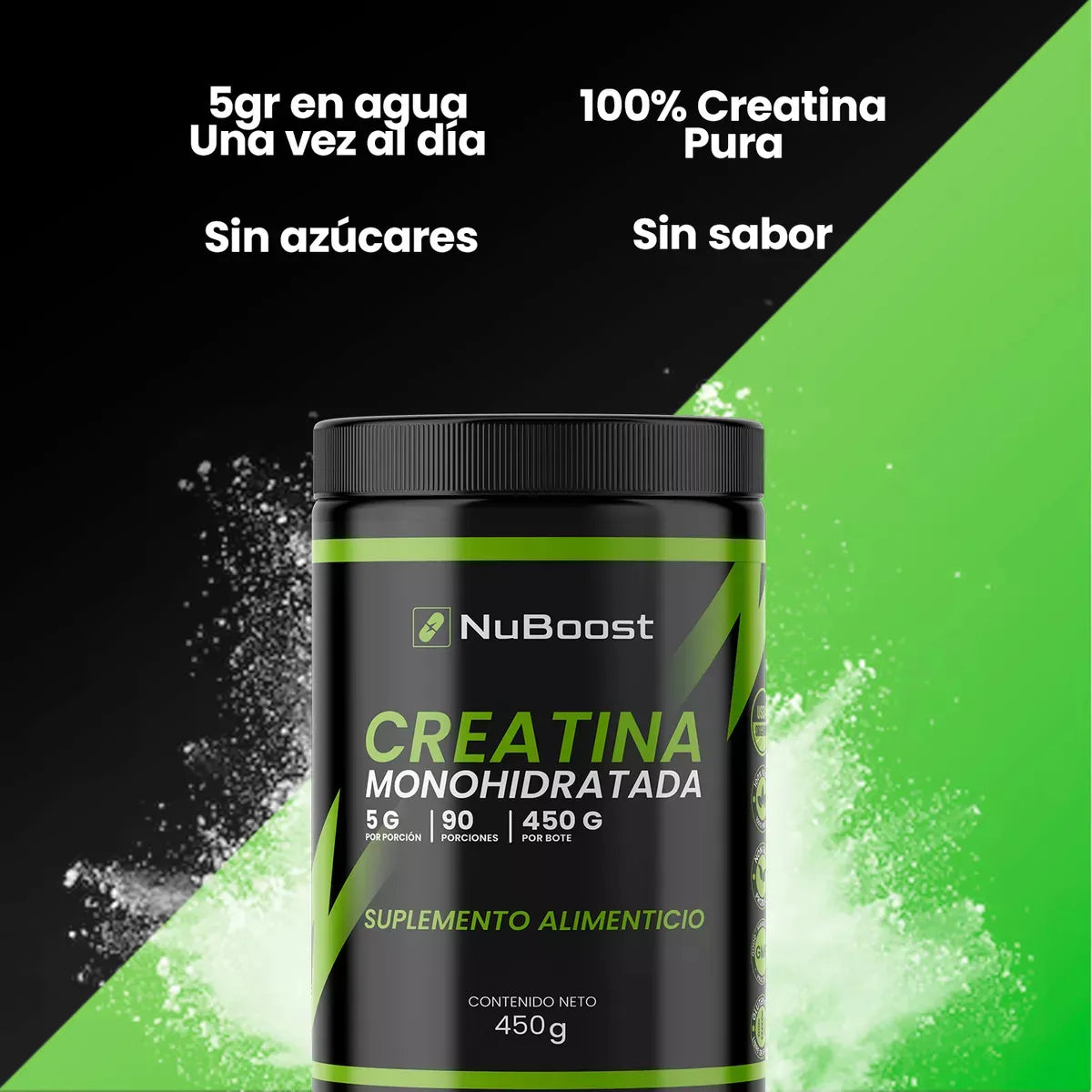 Creatina Monohidratada- Para Ganancia Muscular 450 Gr (90 porciones)