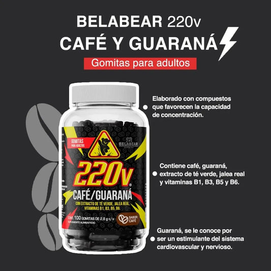 Belabear 220v Café Y Guaraná 100 Gomitas De 2,8g