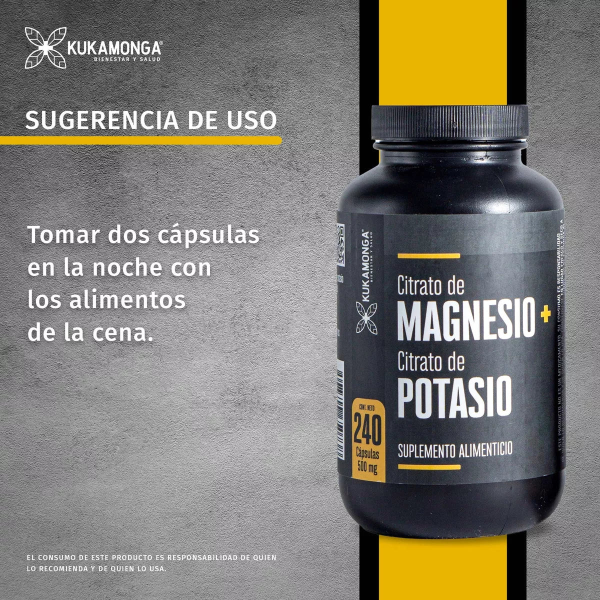 Citrato De Magnesio + Citrato De Potasio - 240 Cápsulas para 4 meses