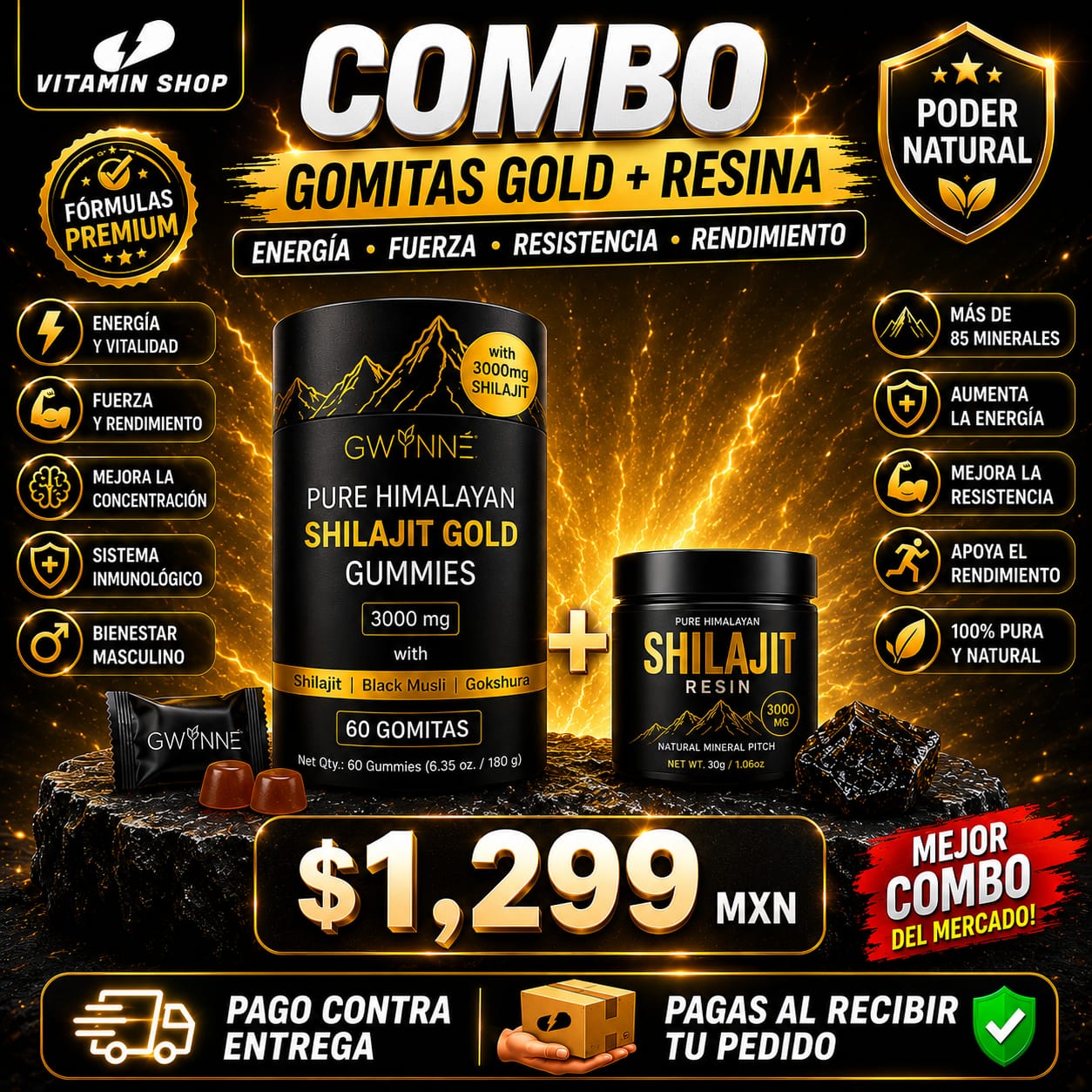 COMBO Gomitas GOLD + Resina Pagas al Recibir