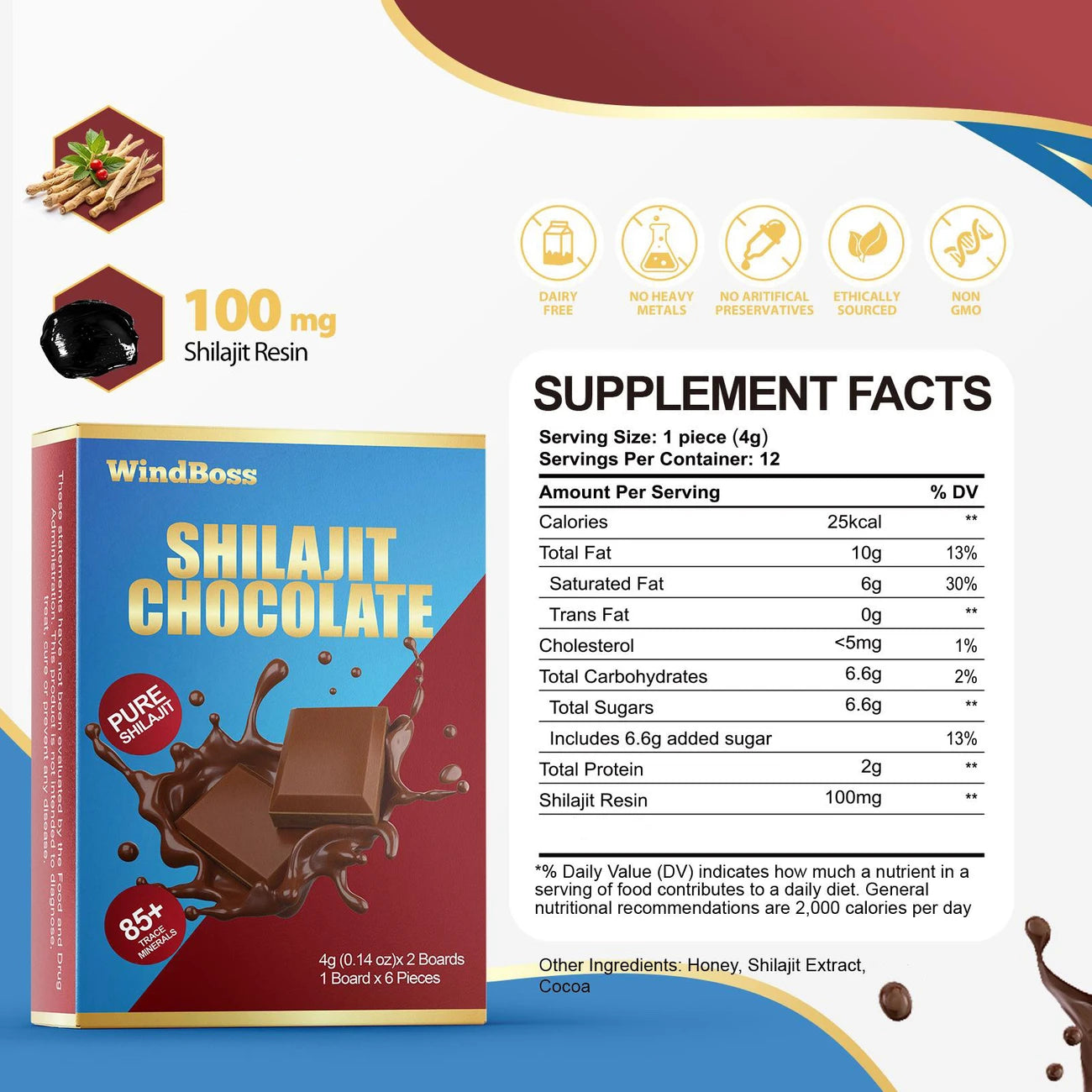 Shilajit Chocolates Caja con 12 Chocolates