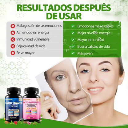 COMBO Suplemento Windboss Cortisol Inositol 2 en 1 | Vitalidad y bienestar diarios | 90+60 cápsulas]
