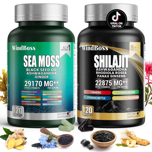 SHILAJIT + SEA MOSS (2  Frascos 240 Capsulas)