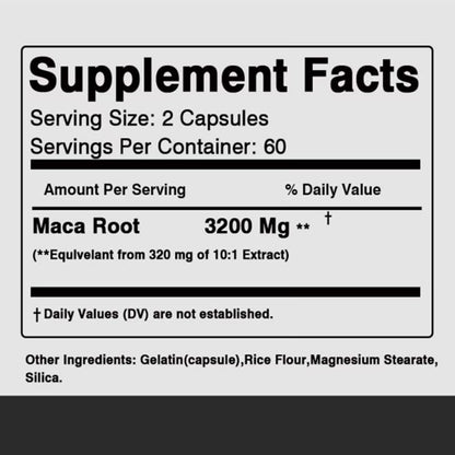 Maca Negra Orgánica 100% Pura  (120 Cápsulas)