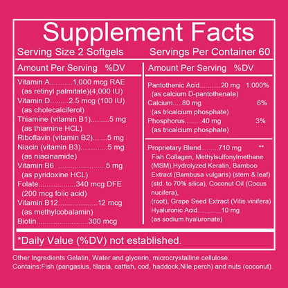 BIOTINA + COLÁGENO 40,000 MCG – 120 CÁPSULAS