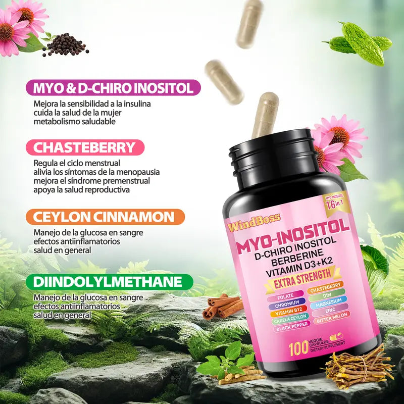 COMBO Suplemento Windboss Cortisol Inositol 2 en 1 | Vitalidad y bienestar diarios | 90+60 cápsulas]