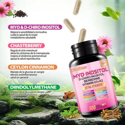 COMBO Suplemento Windboss Cortisol Inositol 2 en 1 | Vitalidad y bienestar diarios | 90+60 cápsulas]