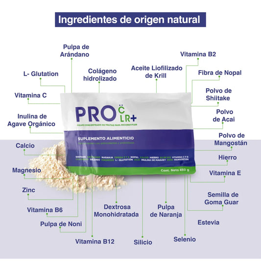 PRO CLR+ 25 Nutrientes y Antioxidantes Bolsa con 30 Sobres