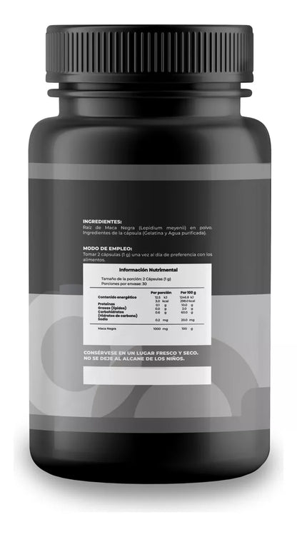 Maca Negra Orgánica 100% Pura Con 60 Cápsulas