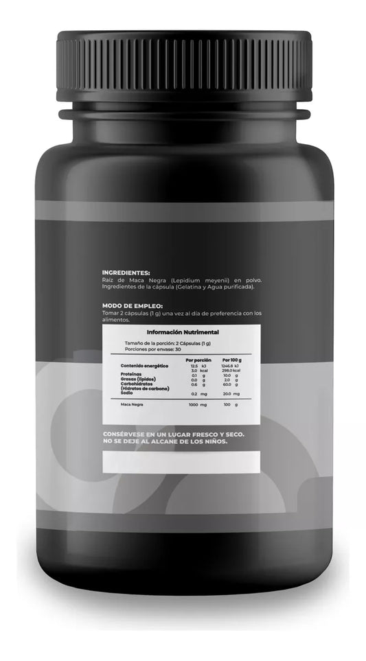 Maca Negra Orgánica 100% Pura Con 60 Cápsulas
