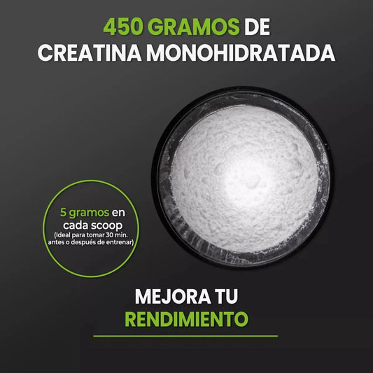 Creatina Monohidratada- Para Ganancia Muscular 450 Gr (90 porciones)
