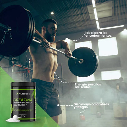 Creatina Monohidratada- Para Ganancia Muscular 450 Gr (90 porciones)