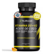 Vitamina D3 + K2 Y Aceite De Coco, 300 Cápsulas (300 dias)