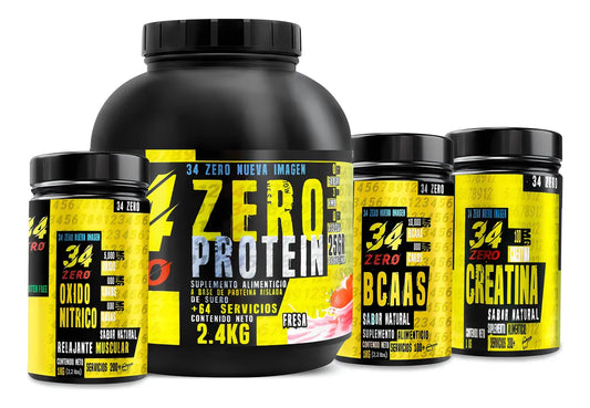 Combo Suplementos Deportivos 34zero Proteina + Creatina + Bcaas + Oxido Nitrico