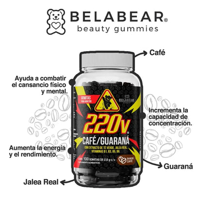 Belabear 220v Café Y Guaraná 100 Gomitas De 2,8g