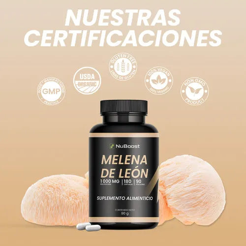 Melena De León Hongo Puro 180 Capsulas (90 dias)