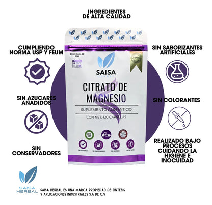 Citrato de magnesio y Citrato de Potasio bolsas 120 cápsulas cada uno para 2 meses