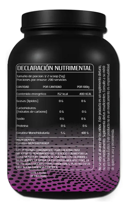Creatina Monohidrato Sabor Naranja 1k (200 servicios)