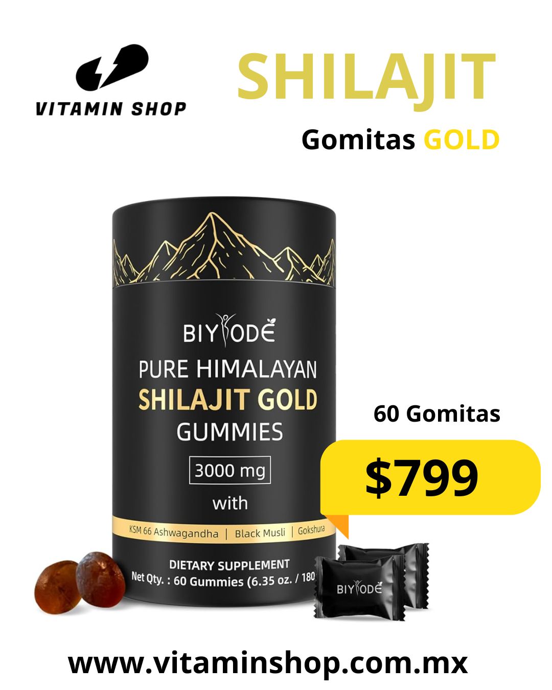 Shilajit Gomitas Biyode 60pz 3000mg