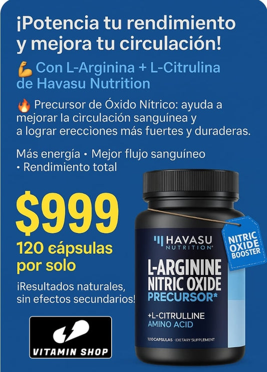 L-ARGININE Oxido Nitrico (120 Capsulas)