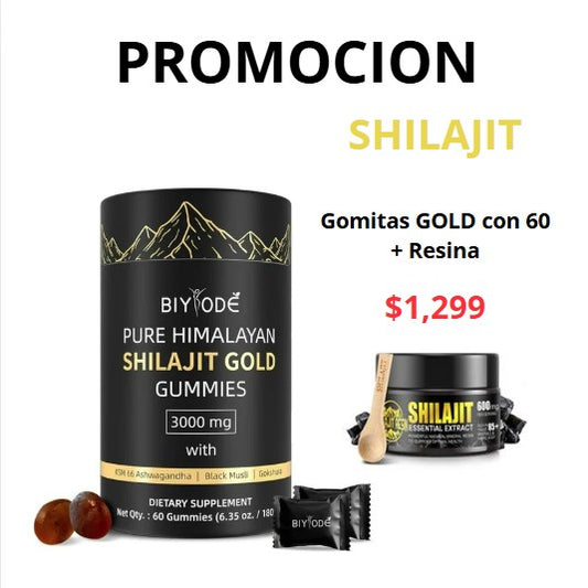 Gomitas GOLD de Shilajit 60 pzs + Resina